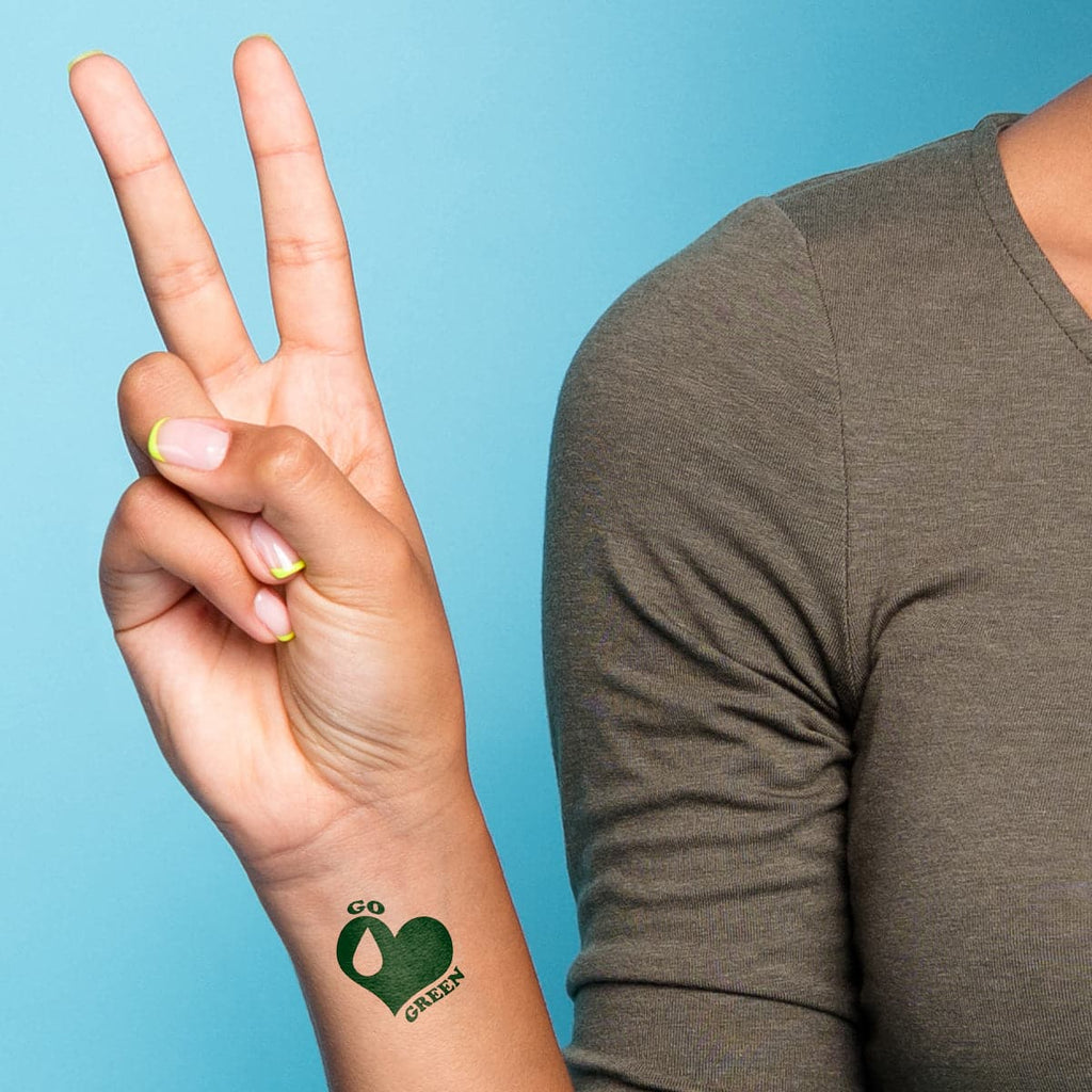 go green heart temporary tattoo