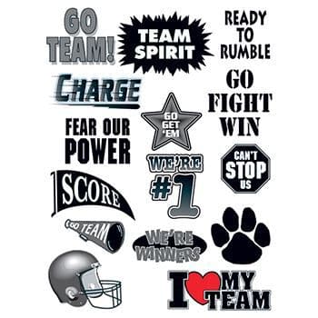 Go Team Black Set of Sports Temporary Tattoo