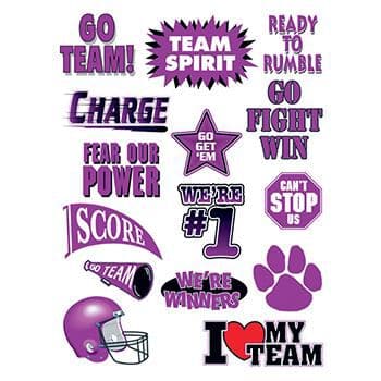 Go Team Purple Set of Sports Temporary Tattoo