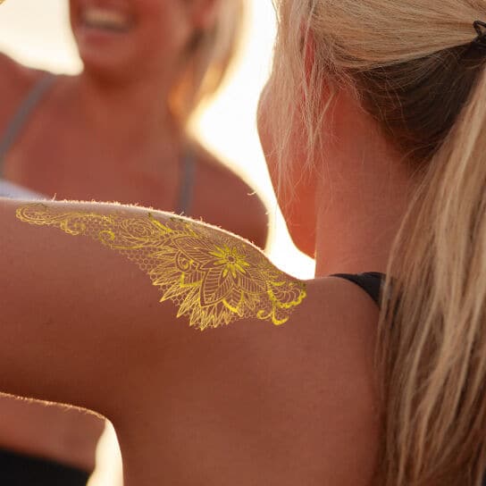 Gold Metallic Lace Temporary Tattoo