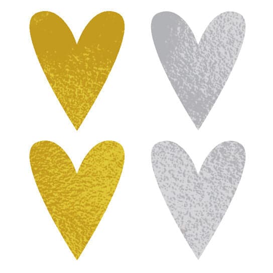 Gold and Silver Hearts Temporary Tattoo