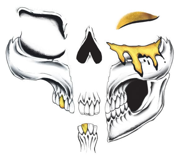 Metallic Glam Skull Costume Temporary Tattoo