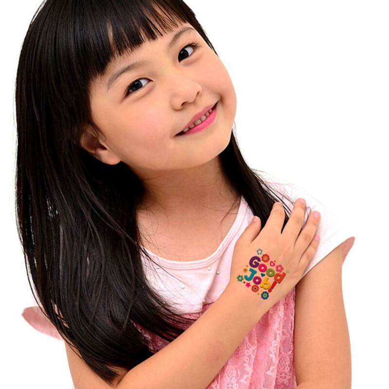 good job temporary tattoo on girls hand