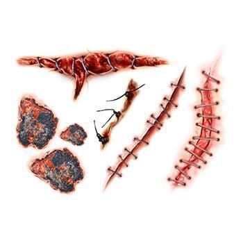 Gory Creepy Stitches & Scars Temporary Tattoo