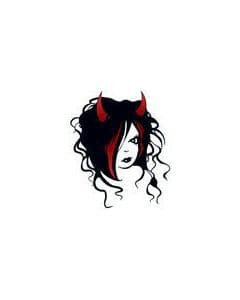 Goth Girl with Devil Horns Halloween Temporary Tattoo
