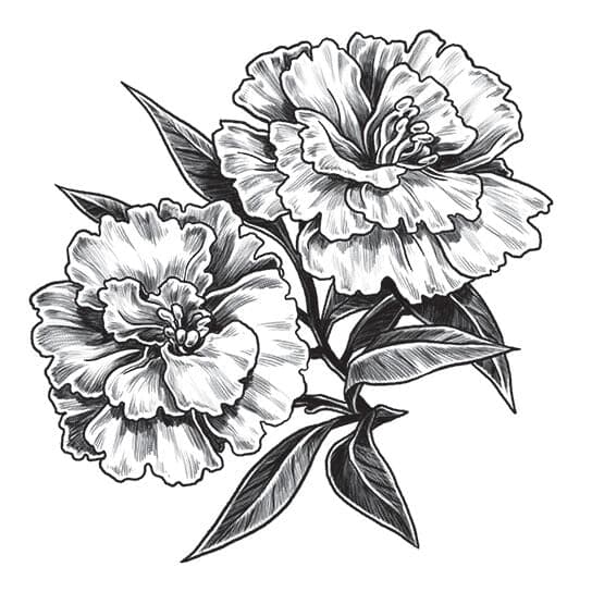 Gray Carnation Temporary Tattoo
