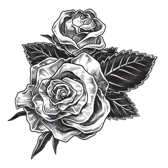 Gray Rose Temporary Tattoo