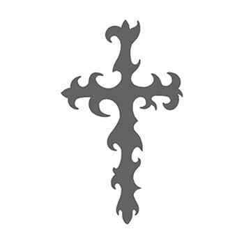 Gray Tribal Cross Temporary Tattoo