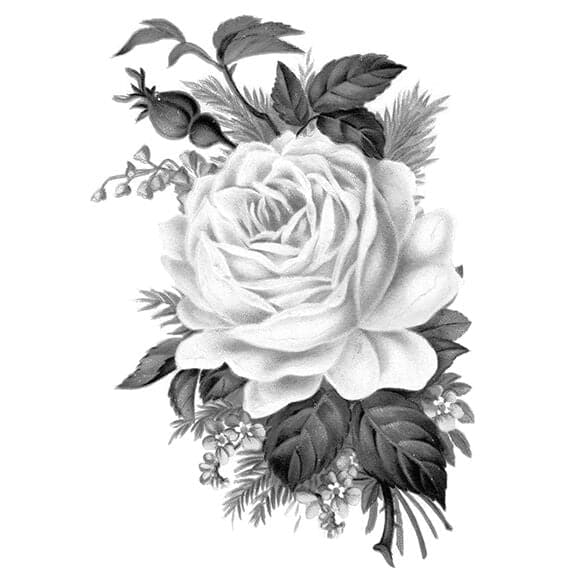 Gray Single Rose Temporary Tattoo