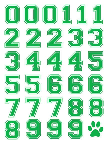 Green Sports Numbering Temporary Tattoos