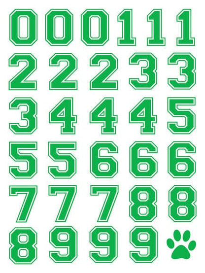 Green Sports Numbering Temporary Tattoos