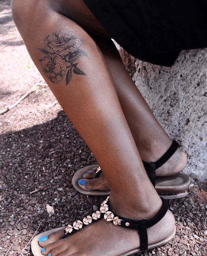 grey flower temporary tattoo