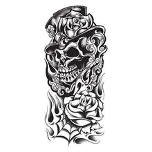 Black Grim Reaper Skull Sleeve Temporary Tattoo