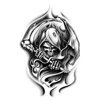Black Grim Reaper Temporary Tattoo