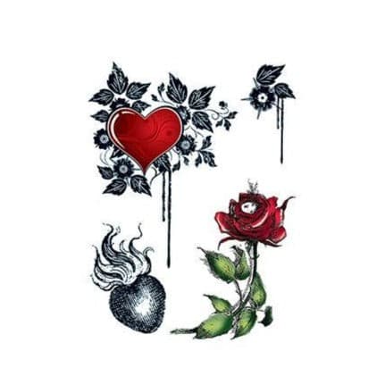 Hearts and Roses Temporary Tattoo