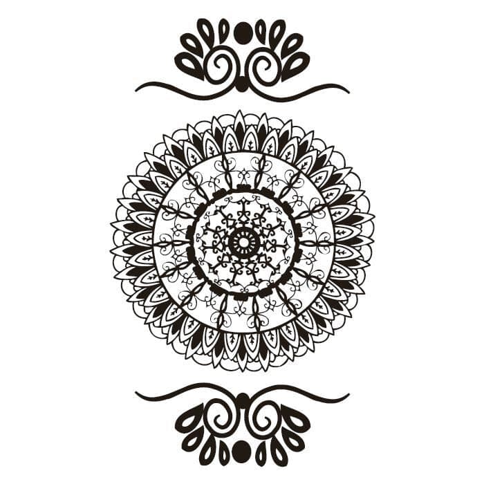 Henna: Black Mandala Traditional Design Temporary Tattoo