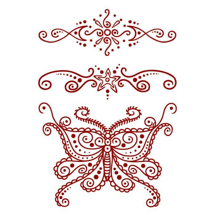 Henna: Red Butterfly Temporary Tattoo