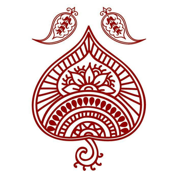 Henna: Red Traditional Design Temporary Tattoo