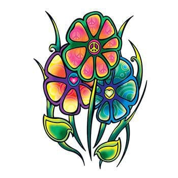 Hippie Flowers Temporary Tattoo
