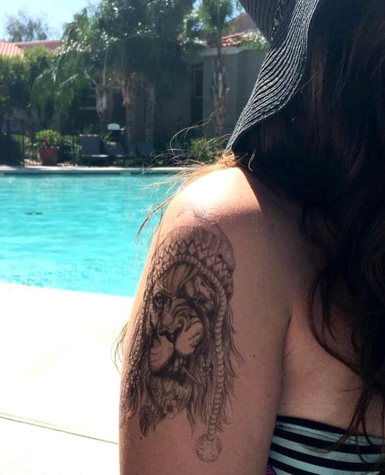 hippie lion temporary tattoo