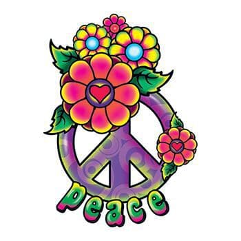 Hippie Peace Sign Temporary Tattoo