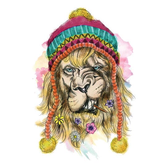 Hipster Watercolor Lion Temporary Tattoo