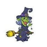 Kids Witch on Broom Temporary Tattoo