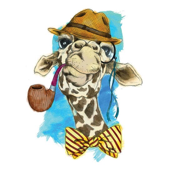 Large Hipster Watercolor Giraffe Temporary Tattoo