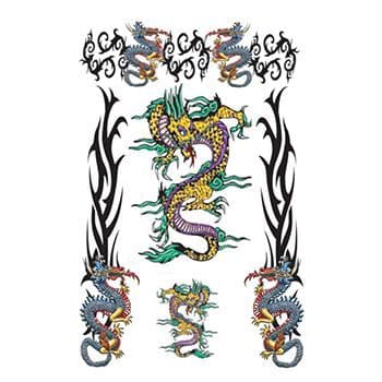 Large Tribal Dragons Temporary Tattoo