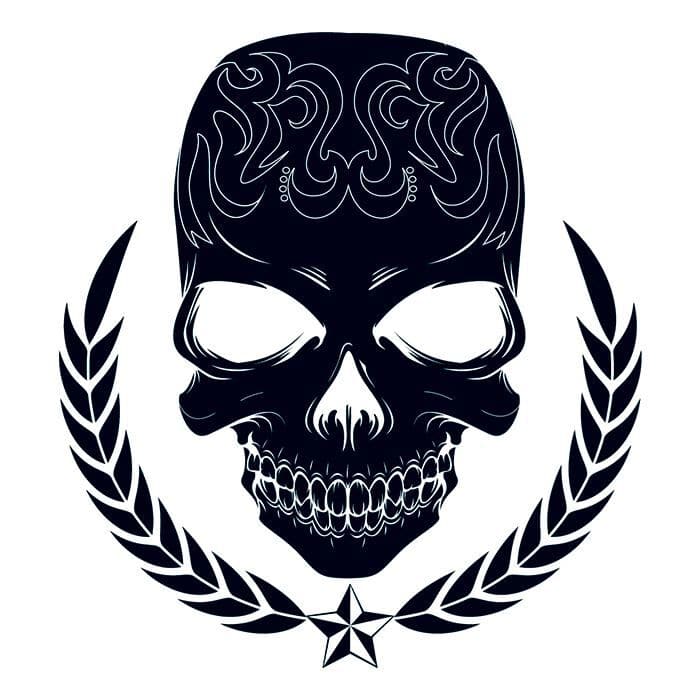 Large Tribal Skull Temporary Tattoo