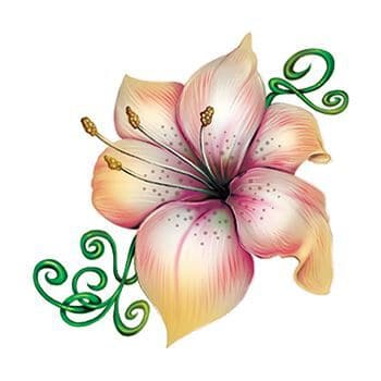 Lily Flower and Vine Temporary Tattoo
