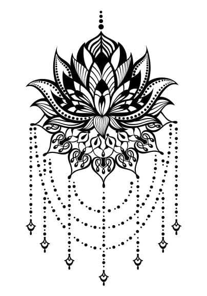 Lotus Mandala Chandelier Temporary Tattoo