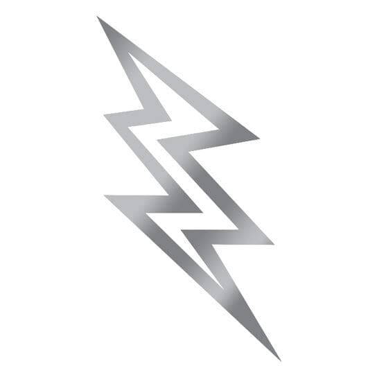 Metallic Silver Lightning Bolt Temporary Tattoo