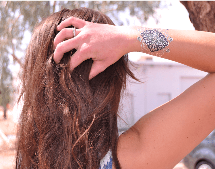 metallic festival temporary tattoo