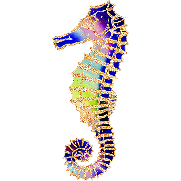 Multicolor Seahorse Temporary Tattoo