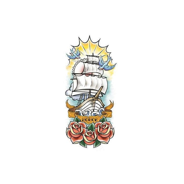 Nautical Sailboat Sleeve Temporary Tattoo