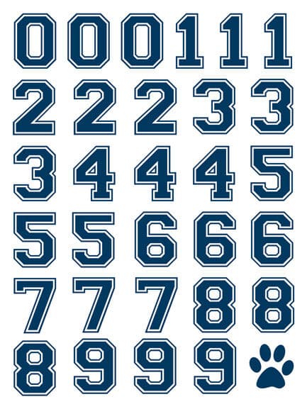 Navy Sports Numbering Temporary Tattoo