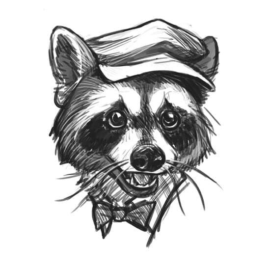 Newsie Racoon Black Temporary Tattoo