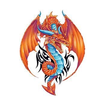 Orange Tribal Dragon Temporary Tattoo