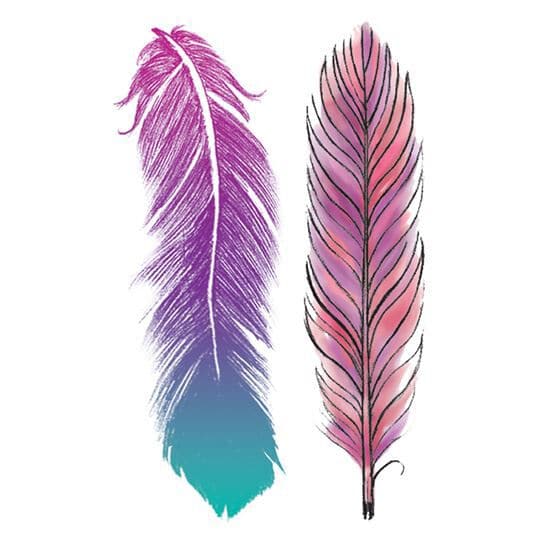 Pastel Feathers Temporary Tattoo