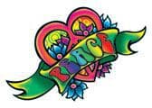 Peace and Love Heart Temporary Tattoo