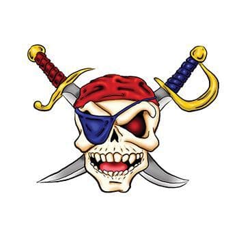 Pirate Skull and Cross Swords Temporary Tattoo