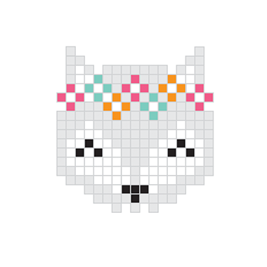 Pixel Grey Fox Temporary Tattoo