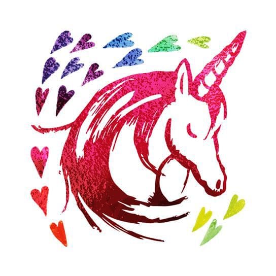 Metallic Rainbow Love Unicorn Temporary Tattoo