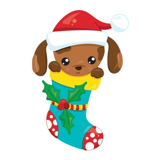 Puppy in a Stocking Temporary Tattoo