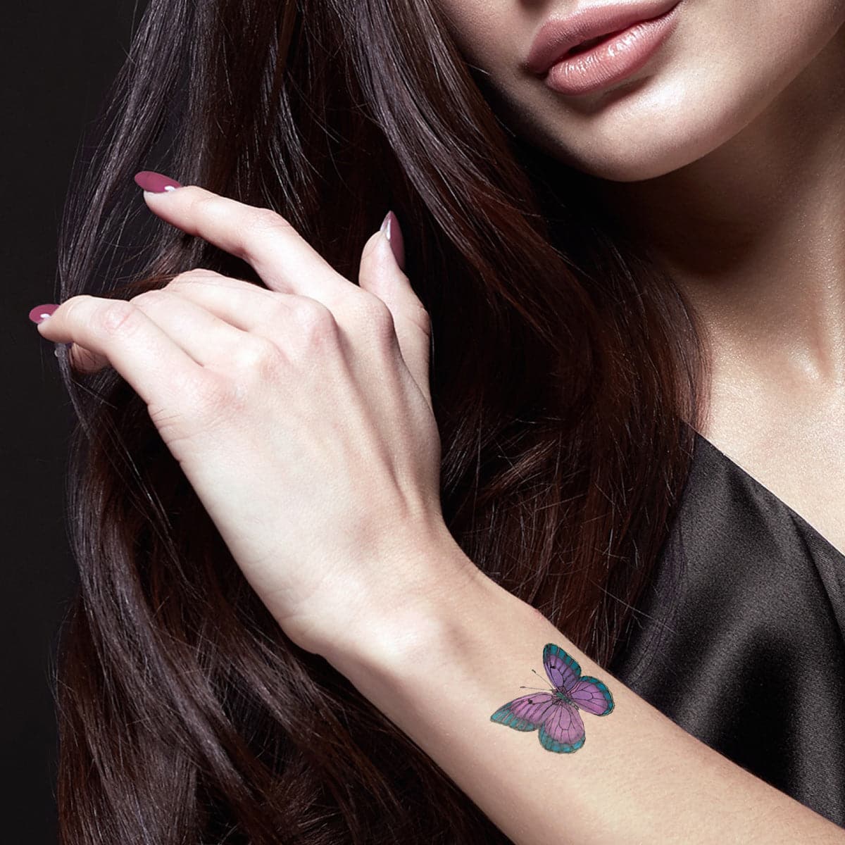 purple and green temporary tattoo