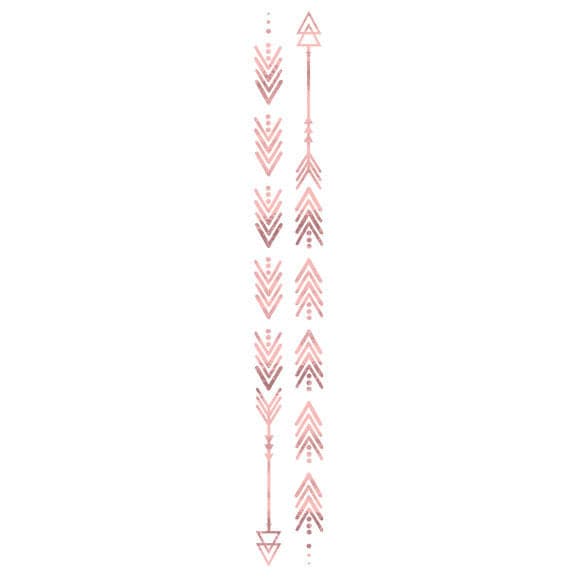 Metallic Rose Gold Arrow Spine Temporary Tattoo