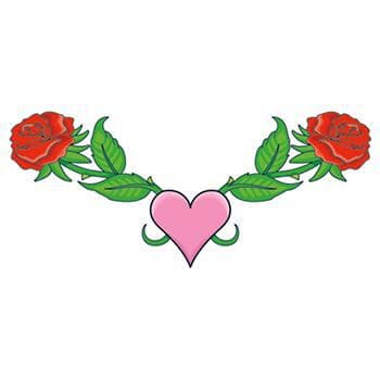 Roses and Heart Lower Back Temporary Tattoo