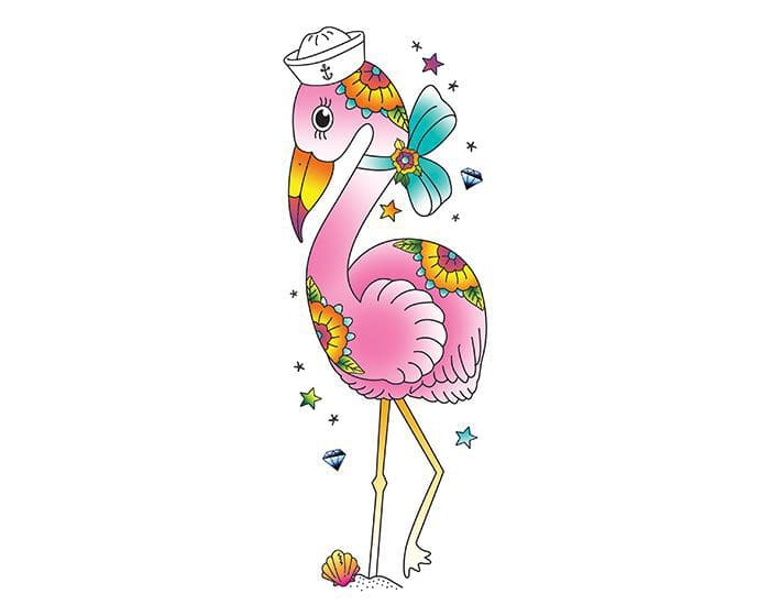 Sailor Flamingo Temporary Tattoo