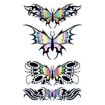Set of Tribal Butterfly Design Temporary Tattoos